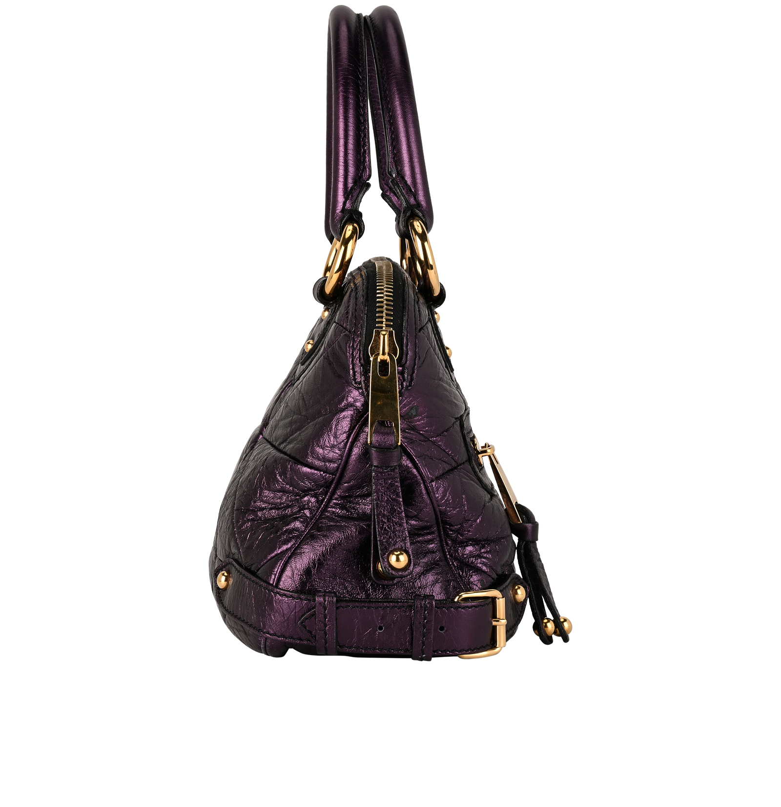 Quilted Double Handle, &pound;110, Handbags, Purple, Leather, Side view